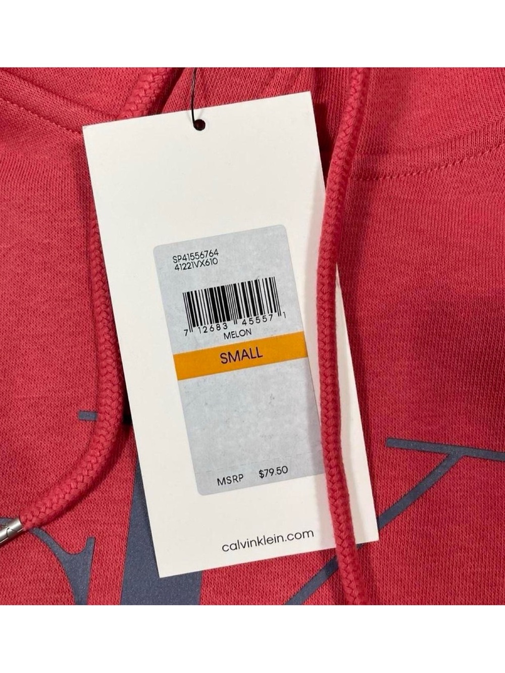 NWT Calvin Klein Jeans Size S Pastel Red Hoodie Sweatshirt (Retail Price $80) - Picture 4 of 4